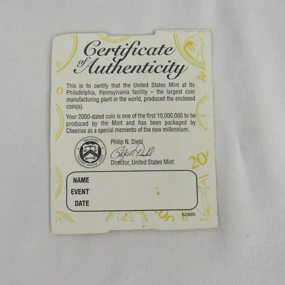 2000 Penny | No Mint Mark | Cheerios Campaign | Coin - Picture 3 of 4